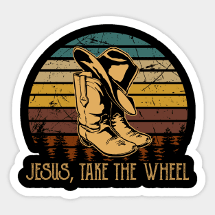 Jesus Take the Wheel Cowboy Boots Sticker